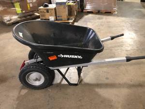lot 8 image: Husky 6 cu. ft. Poly Dual FF Wheelbarrow Customer Returns See Pictures