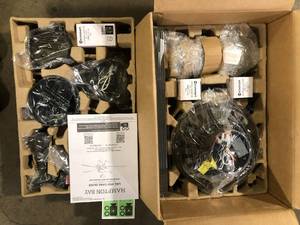 lot 16 image: Hampton Bay Rockport 52 in. Indoor LED Bronze Ceiling Fan with Light Kit, Downrod, and 5 Reversible Blades   Customer Returns See Pictures