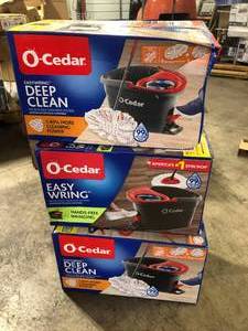 lot 31 image: Lot of O-Cedar EasyWring Deep Clean Microfiber Spin Mop with Bucket System and 1 Extra Mop Head Refill Customer Returns See Pictures