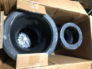 lot 48 image: 29 in. H in Aged Charcoal Stone Bulbous Urn Customer Returns See Pictures