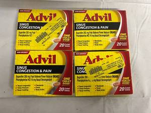 4 Packs of Advil Sinus Congestion & Pain Relief