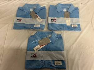 3 Cutter and Buck Light Blue Womens Polo Shirts - Size Small