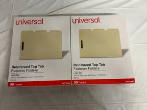 2 x 50ct Packs of Universal Reinfocred File Folders