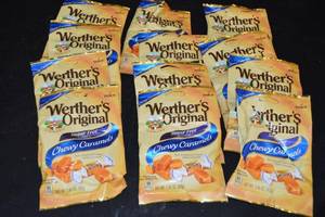 Lot of 10 Werthers Original Sugar Free Chewy Caramels 1.46 oz Packs