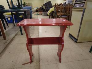 lot 66 image: Red Wooden Side Table with Curved Legs