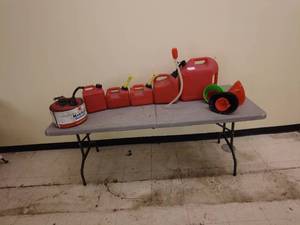 lot 80 image: Lot of Gas Cans and Funnels