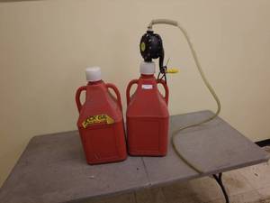 lot 13 image: FLO-FAST Fuel Transfer Pump with 2 Gas Containers