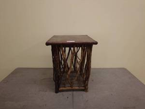 lot 31 image: Rustic Wooden Side Table with Twig Design
