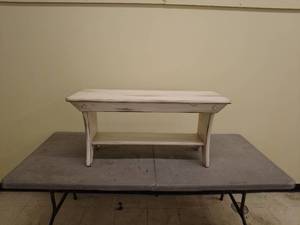 lot 34 image: Vintage Wooden Bench with Lower Shelf