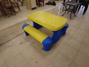 lot 55 image: Childrens Plastic Picnic Table and Bench Set
