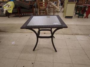 lot 56 image: Wicker and Glass Square Patio Table