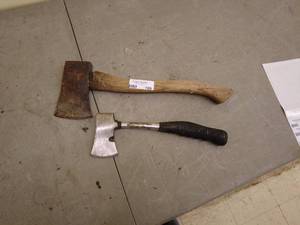 lot 109 image: Lot of 2 Axes and Hatchet