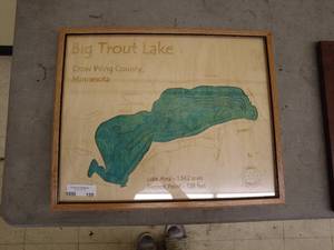 lot 120 image: Framed Art Lot Big Trout Lake Map