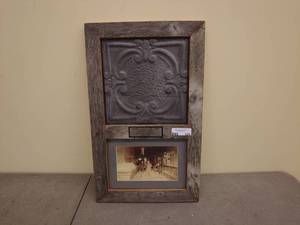lot 125 image: Framed Antique Stamped Tin Ceiling from Neumann Saloon