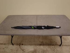 lot 126 image: Large Black and Gray Umbrella with Green Accents