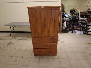 lot 137 image: Solid Wood Wardrobe with Drawers