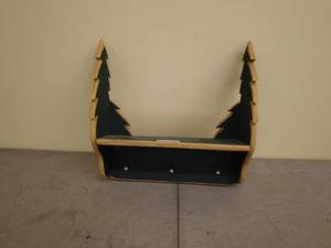 lot 240 image: Rustic Wooden Wall Shelf with Pine Tree Design