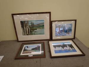 lot 244 image: Framed Scenic Art Print Lot Landscapes, Sailboats, and More