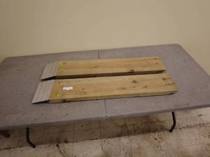lot 193 image: Wooden Automotive Ramps with Metal Ends - Pair