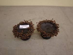 lot 217 image: Pair of Decorative Pedestal Candle Holders with Beaded Accents