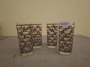 lot 265 image: Set of 4 Vintage Highball Glasses with Bird Design