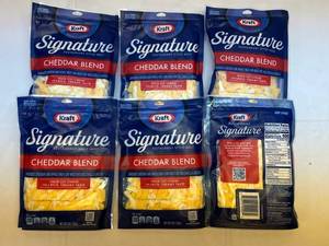 lot 435 image: B. 6x 8oz Kraft Signuature Cheddar Blend Shredded