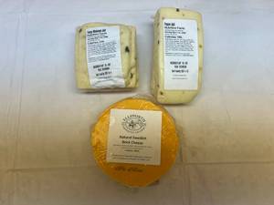 lot 148 image: 3x Cheese-1 Forage Mushroom Jack, 1 Pepper Jack, 1 Swedish Brick
