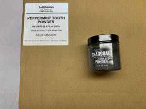 lot 502 image: 100x 2.75oz InVitamin Active Charcoal Tooth Powder-Peppermint