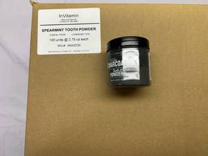 lot 498 image: 100x 2.75oz InVitamin Active Charcoal Tooth Powder-Spearmint