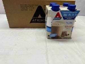 lot 193 image: 3x 4pack 11oz Atkins Protein Shake Milk Chocolate Delight