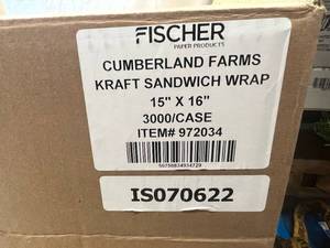 lot 255 image: 1,000 15x16 Kraft Sandwich Wrap