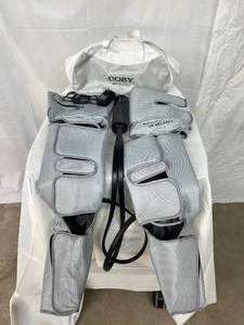lot 4 image: Coby Be Relaxed Knee Calf Foot Air Compression Massager Wrap with Heat - Excellent Working Condition For Full Body Pain Relief, Circulation & Relaxation at Home