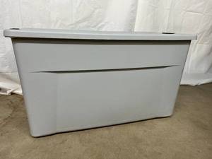 lot 41 image: Sterilite 1948 45-Gallon Wheeled Latch Tote Plastic Bin Storage Container - Smoke - In Good Condition 35.7 x 21 x 19.5 