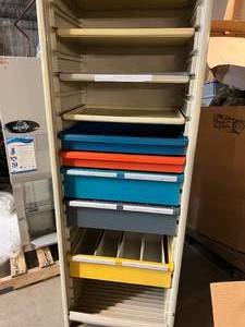 lot 83 image: Herman Miller Milcare&nbspStorage Supply Drawer Cabinet With Roll Up Accordion Door Closure - In Good Condition