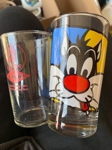 Flintstone cups, hardee glasses, Schmidt glasses and mugs