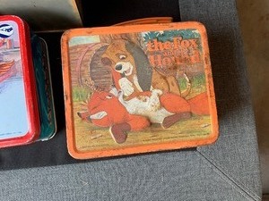 Vintage lunch boxes  and cracker tin