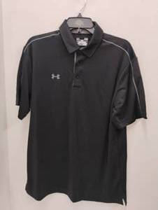 NEW UNDER ARMOUR POLO SHIRT SIZE LARGE BLACK WITH GRAY LINE