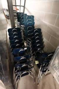 35 Kids Sized Blue Chairs