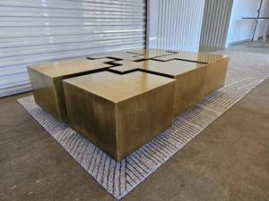 lot 4 image: Brushed Finish Bronze Puzzle Cocktail Table Designed by Guila Jonsdottir