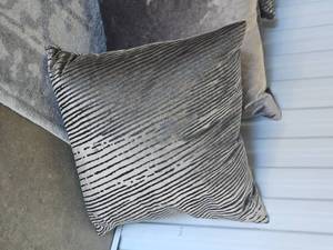 lot 36 image: Alternating Grey Zebra Pattern Restoration Hardware Throw Pillows