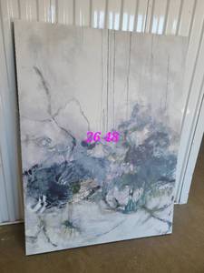 lot 56 image: Modern Artwork Nebula Study in White  Gray  Black  26 x 48
