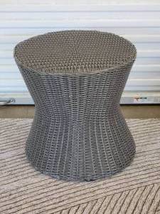 lot 50 image: Gray Wicker Woven Hour Glass Side Table