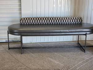 lot 8 image: Modern Charcoal and Iron Entry Bench by Universal Furniture High Point NC