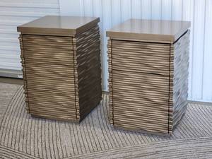 lot 55 image: Textured Boardwalk Side Tables, pair