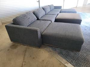 lot 2 image: Modern Charcoal Gray Double Chaise Sectional by American Leather