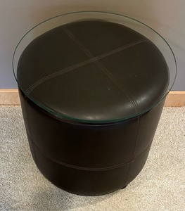 lot 78 image: Ottoman  Glass Top Accent Table
