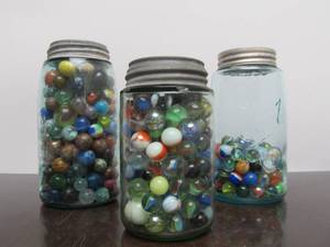 lot 12 image: Very Nice Lot of Old Vintage Marbles in Ball Jars