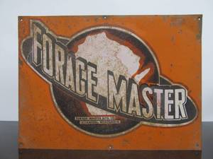 lot 33 image: Very Cool Vintage FORAGE MASTER Metal Farm Implement Advertising Sign
