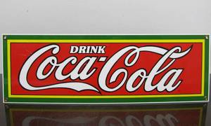 lot 39 image: Newer COCA COLA Porcelain Soda Advertising Sign