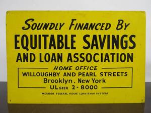 lot 43 image: Vintage Savings & Loan Banking Company Metal Advertising Sign